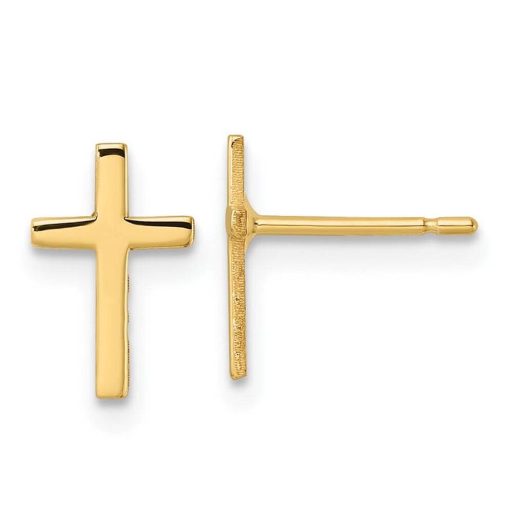 10mm Polished Cross Post Earrings in 14k Yellow Gold